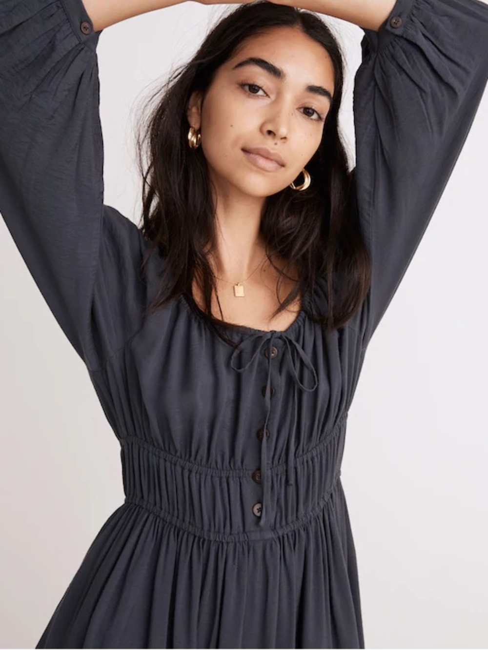 Madewell Navy Long-Sleeve Maxi Dress Dark Baltic